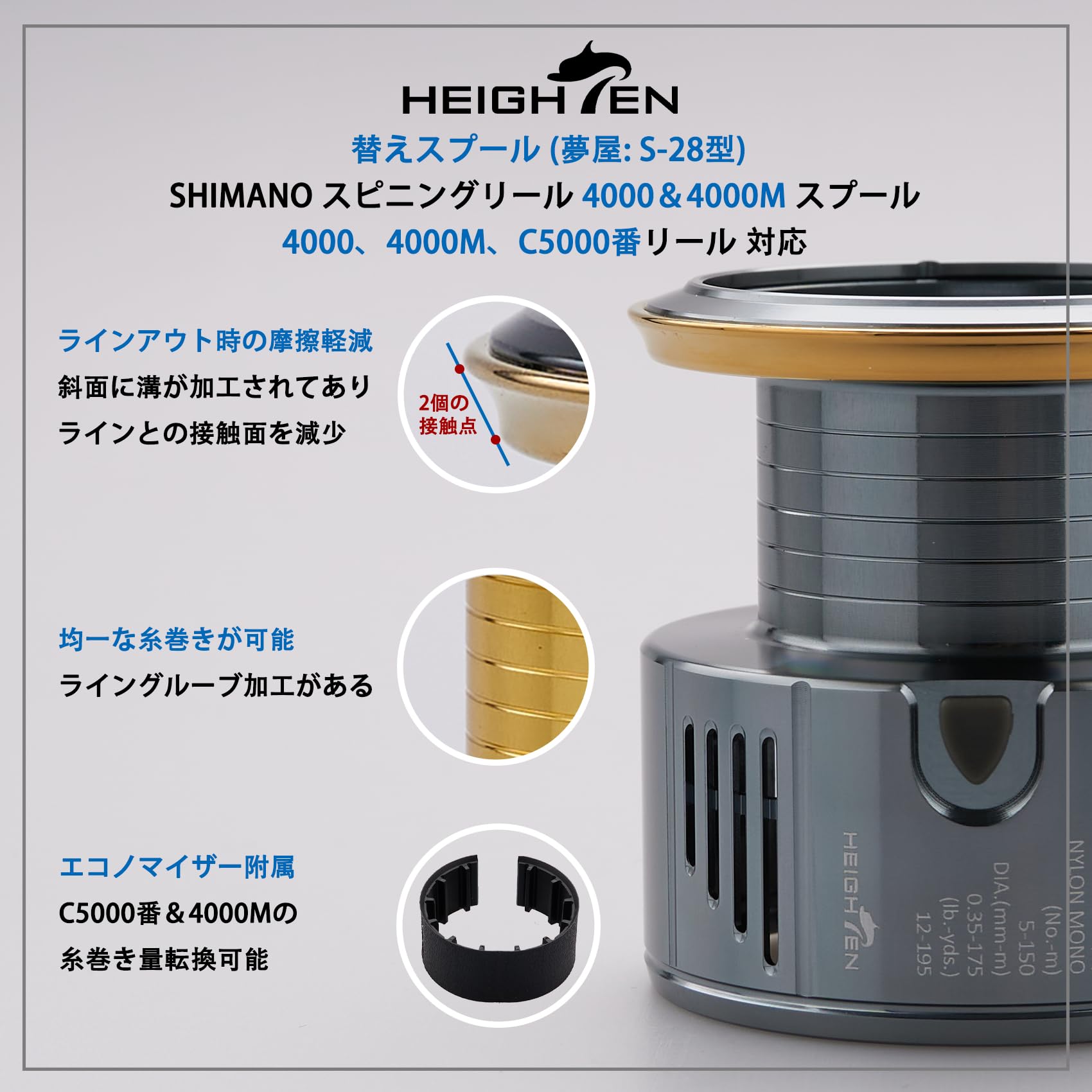 楽天市場】【送料無料】HEIGHTEN リール スプール 夢屋S-28型 替え