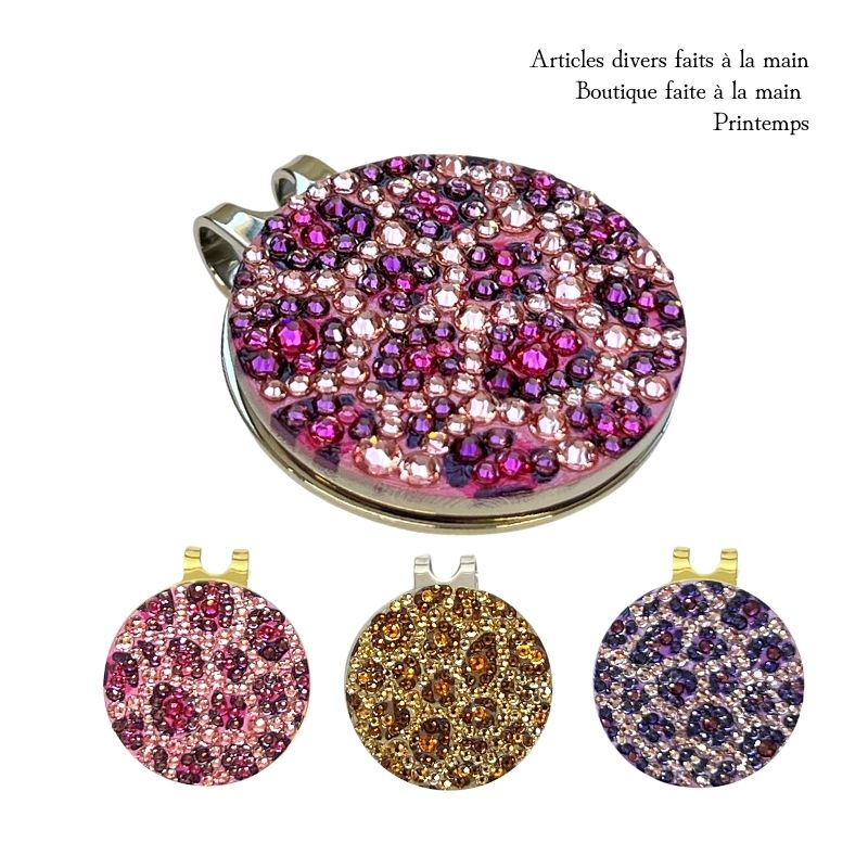 楽天市場】ゴルフマーカー ヒョウ柄 大きい 32mm スワロフスキー