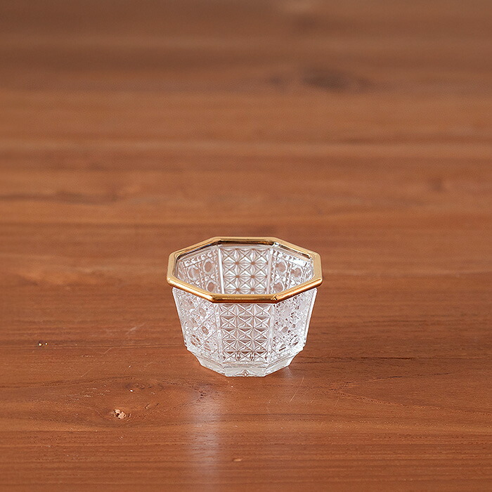 楽天市場】八角珍味 金付き / ガラス器 江戸切子風 珍味入れ 食器 お