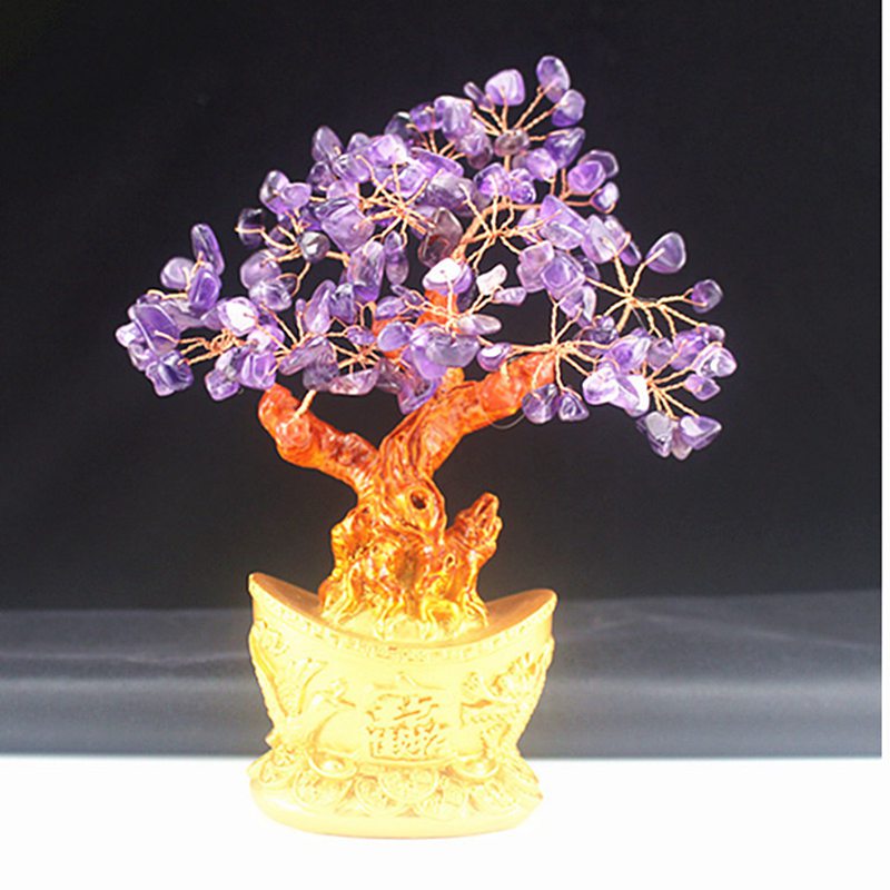 楽天市場】玄関置物 金のなる木 招財樹 クリスタル 紫水晶 アメシスト