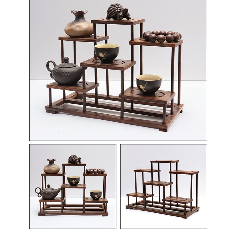 楽天市場】茶器収納トレー 木材 アンティーク珍品棚 調味料ラック 卓上