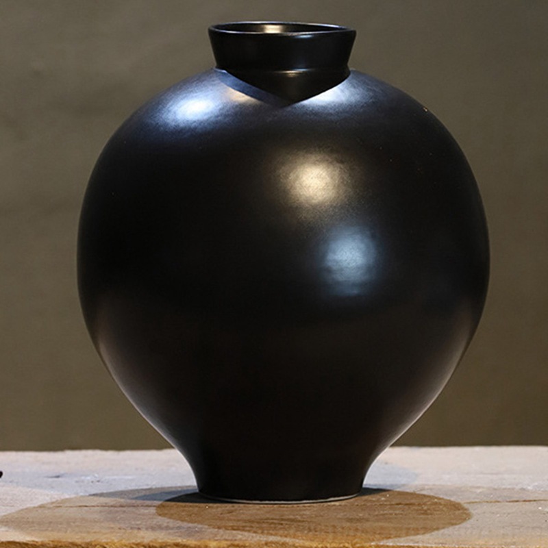 楽天市場】陶器花器 花瓶 黒 ブラック 造花セット 無地 和風 日式 寂び