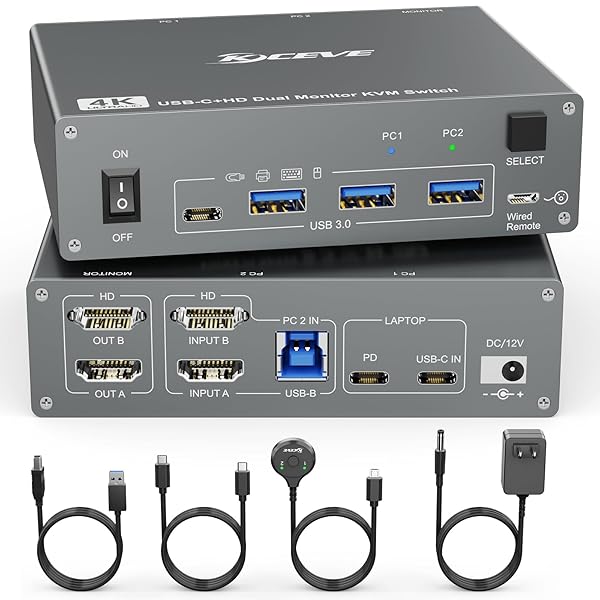 楽天市場】デスクトップ＋ラップトップ、2入力2出力 デュアルモニター