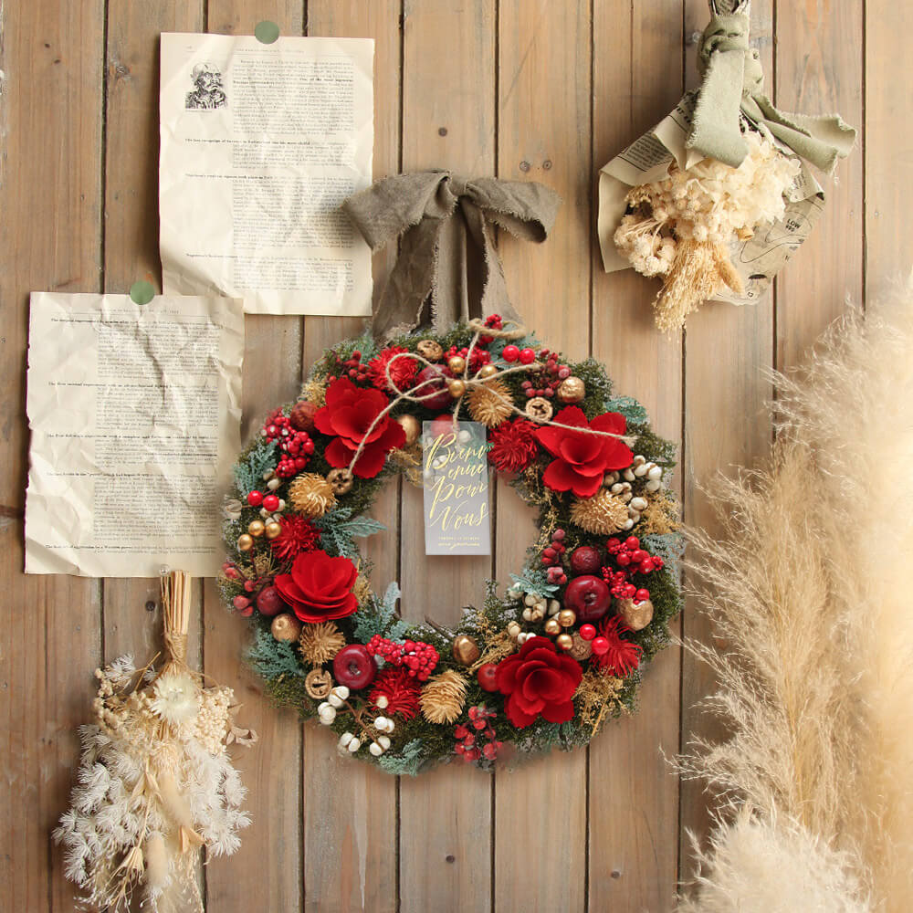 楽天市場】【2000円OFF】クリスマス リース 即日出荷 ドライ木の実の