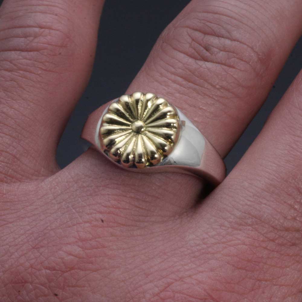 楽天市場】指輪 メンズ 印台リング K18 ゴールド シルバー 龍頭 菊紋