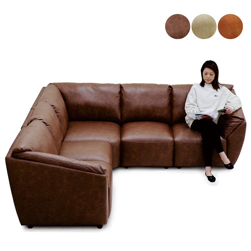 楽天市場】コーナーソファー 4人掛け 5人掛け カウチソファ レザー