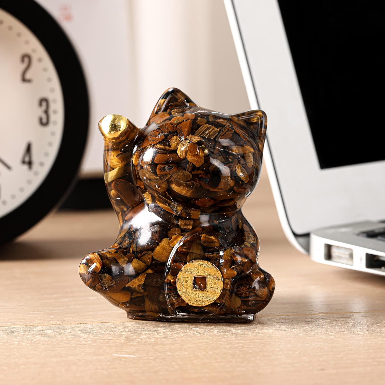 楽天市場】タイガーアイ ブラウン ラッキーキャット 幸運のネコ猫置物