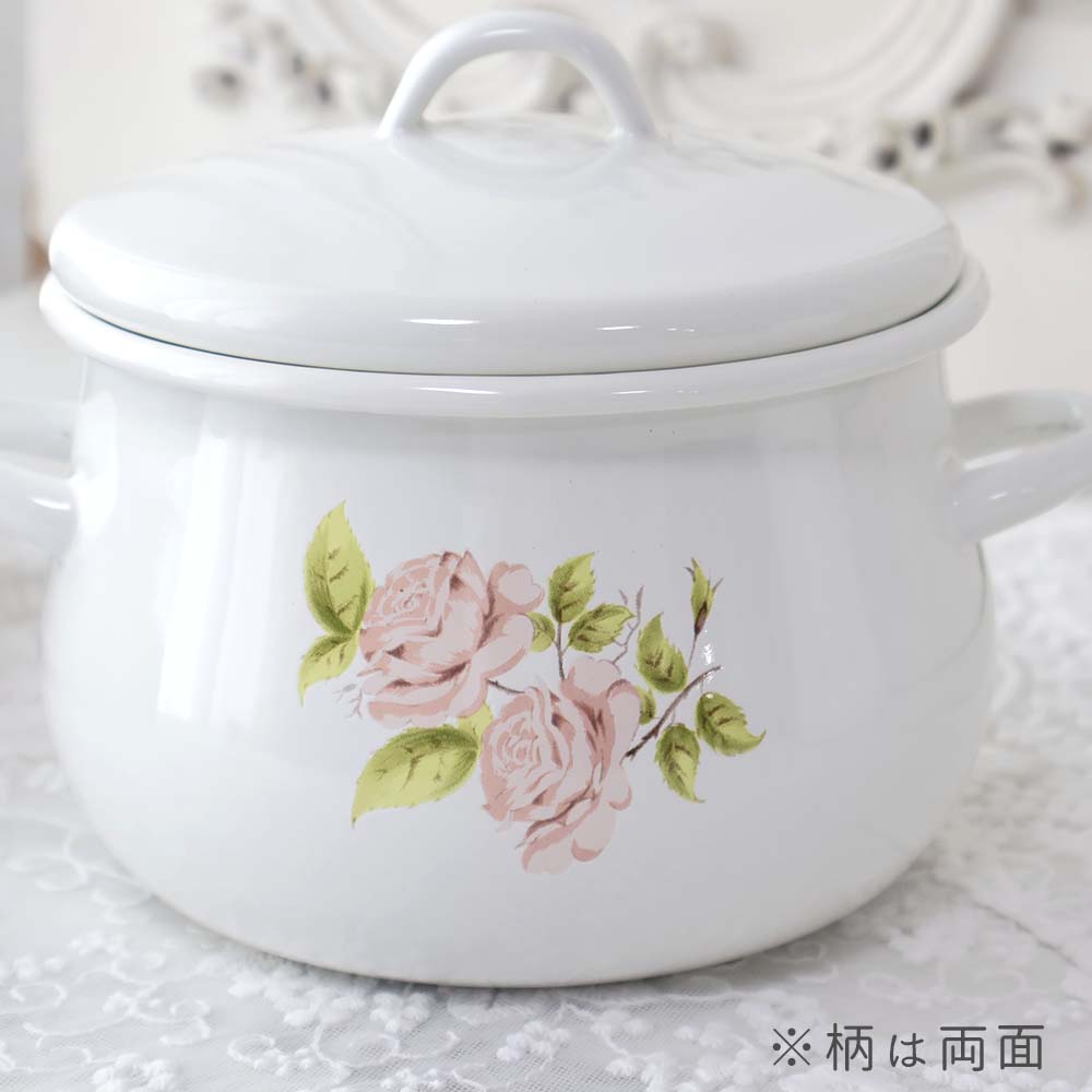 楽天市場】キャセロール イマン ホーロー 琺瑯 IH対応 16cm 薔薇