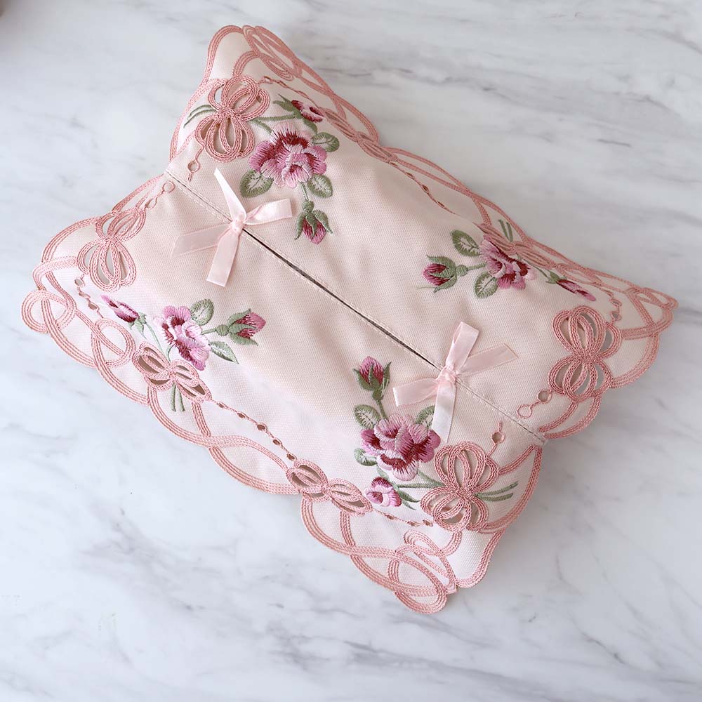 楽天市場】ティッシュカバー ピンク レース 刺繍 おしゃれ 薔薇の