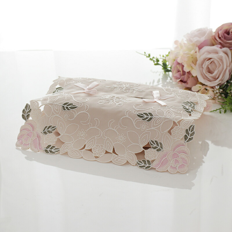 楽天市場】ティッシュカバー ピンク レース 刺繍 おしゃれ 薔薇の