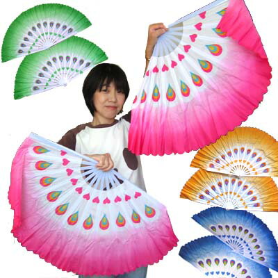 楽天市場】激安 孔雀 プリント 扇子 左右 2本 セット プラ骨｜功夫