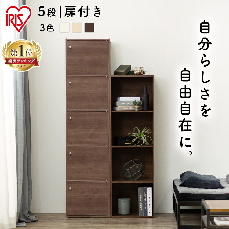 楽天市場】【10%OFF】カラーボックス 扉付き a4 5段 アイリスオーヤマ