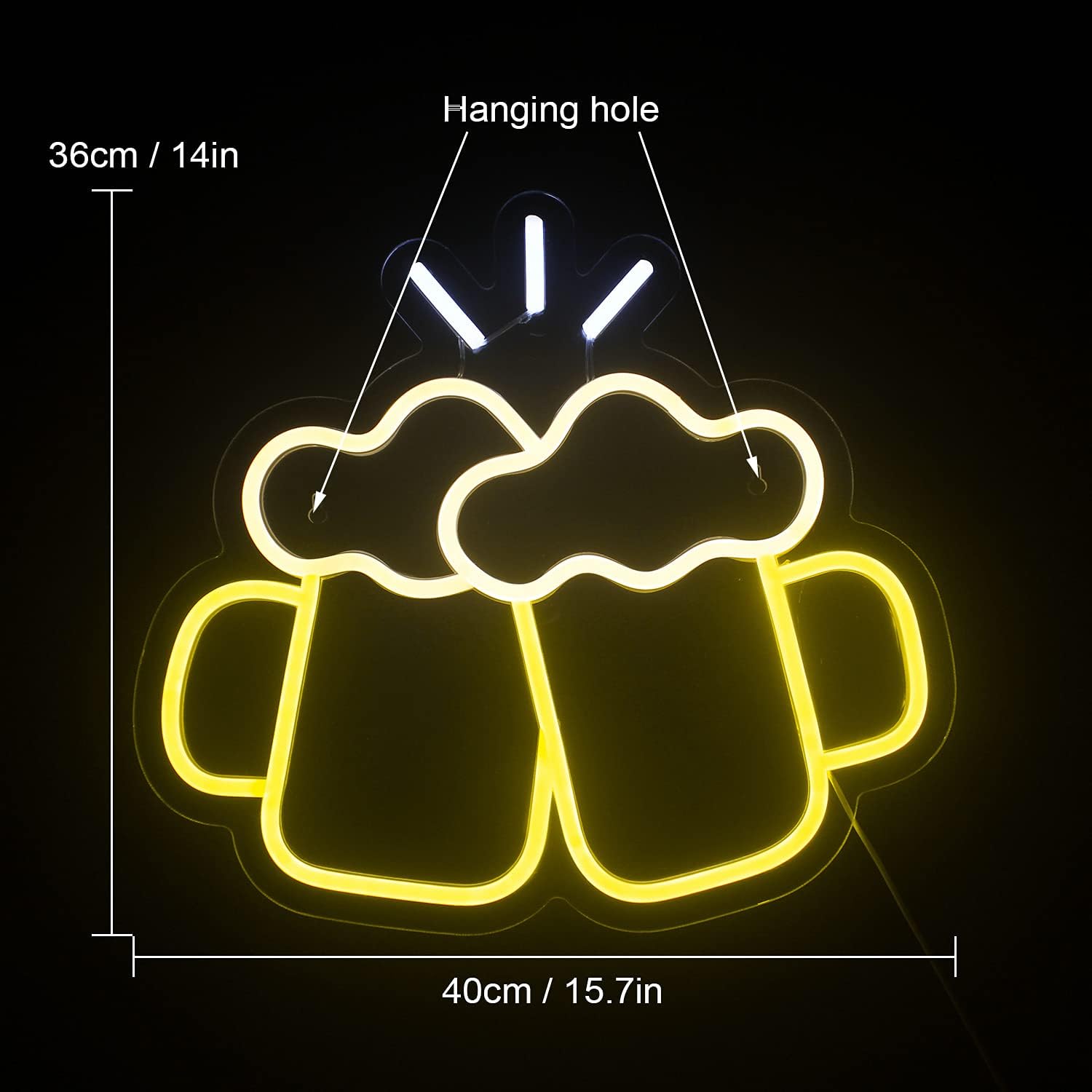 楽天市場】ネオンサイン ビール乾杯 壁掛け beer led お洒落 USB給電