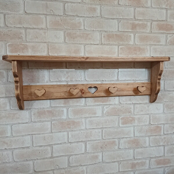 楽天市場】カントリーウォールシェルフ 幅80cm ハート型ペグ RSE-21