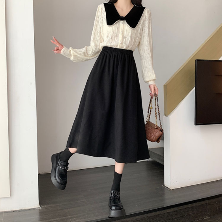 楽天市場】 黒 マキシ丈 ゆったり l xl 大きいサイズ スカート フレア