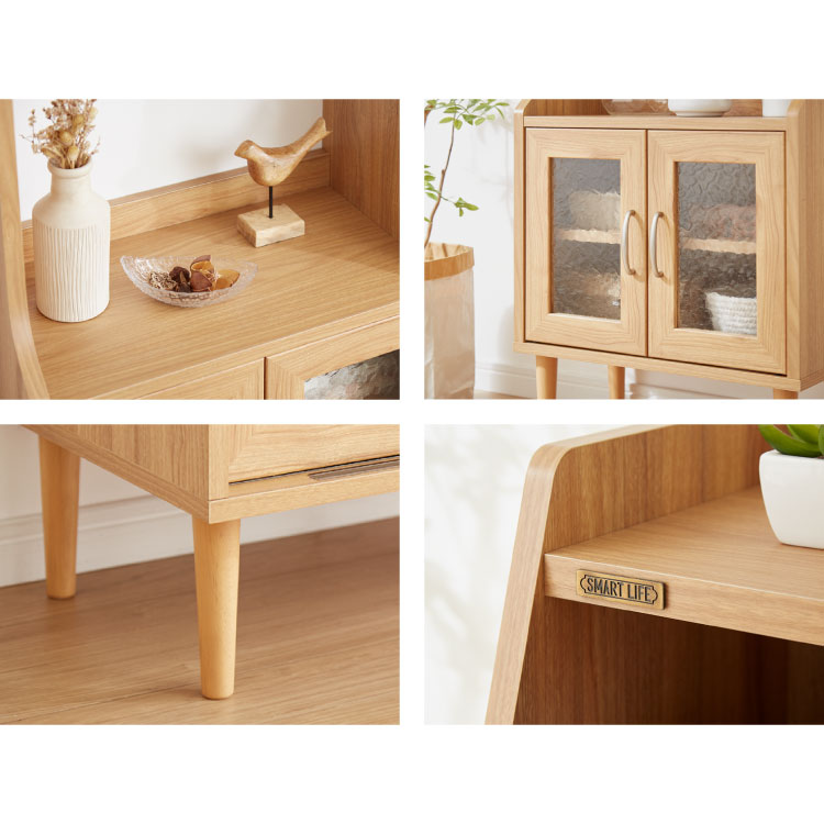 楽天市場】シェルフ オープン収納 幅54cm 木目調 擦りガラス扉