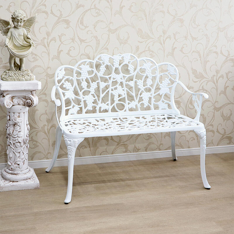 楽天市場】ガーデンファニチャー ベンチホワイト アンティーク