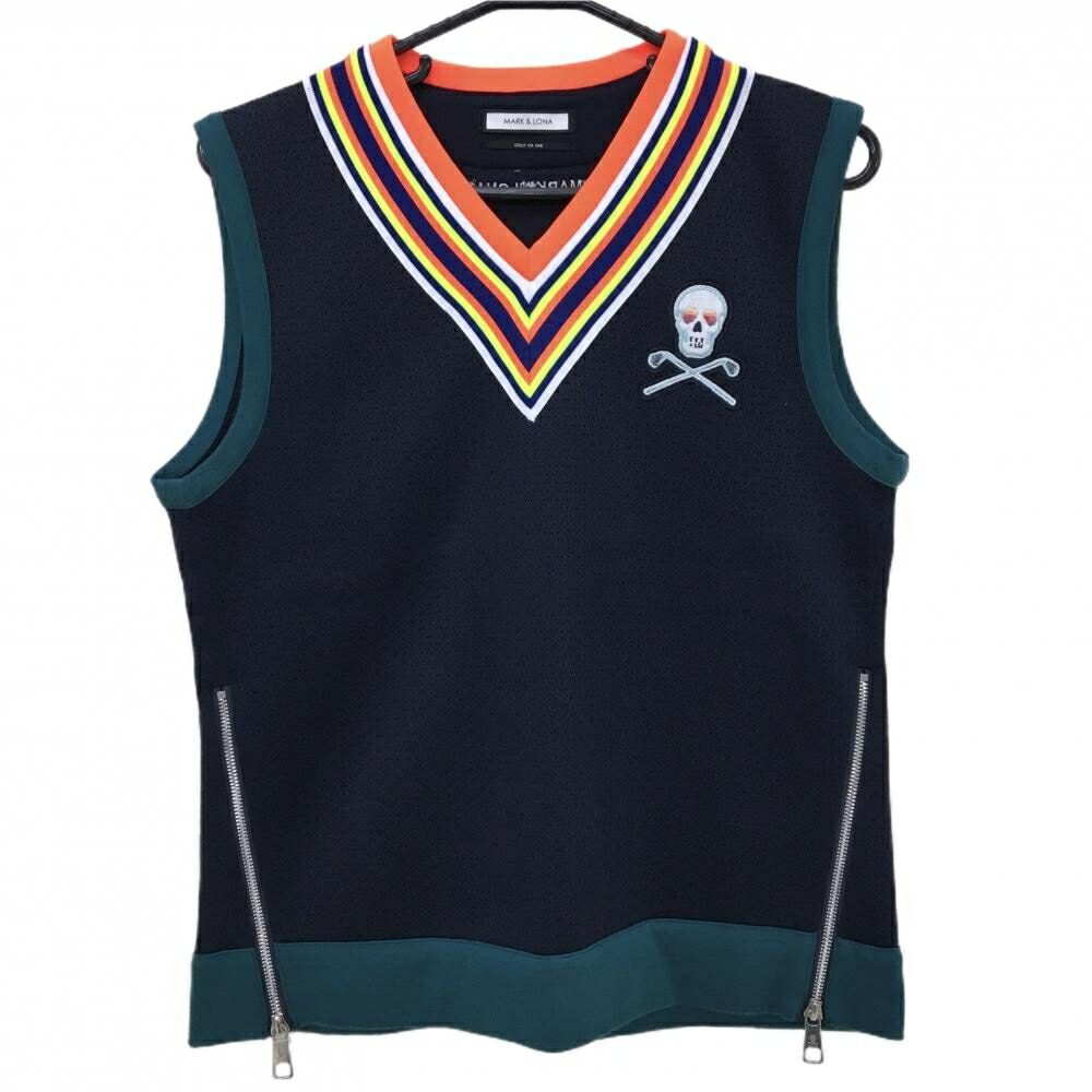 楽天市場】【超美品】マークアンドロナ ベスト ネイビー×グリーン 編み
