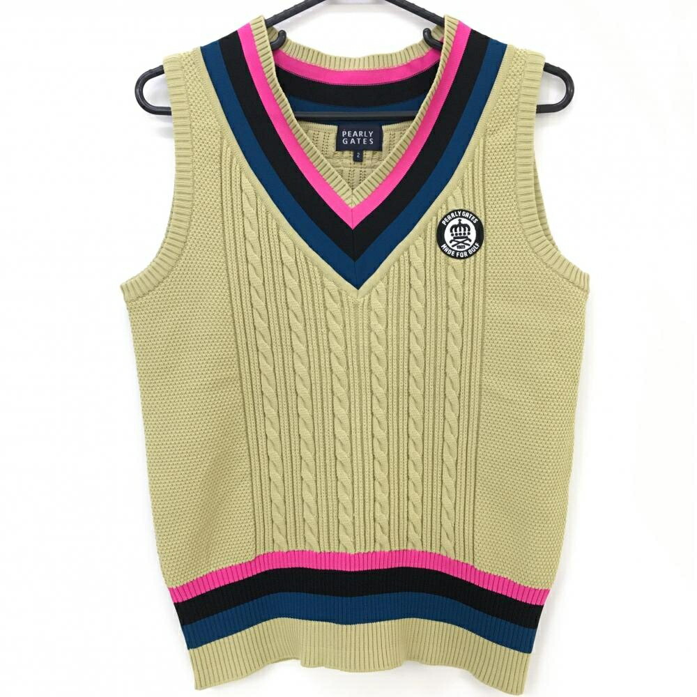楽天市場】【超美品】パーリーゲイツ ニットベスト ベージュ×ピンク