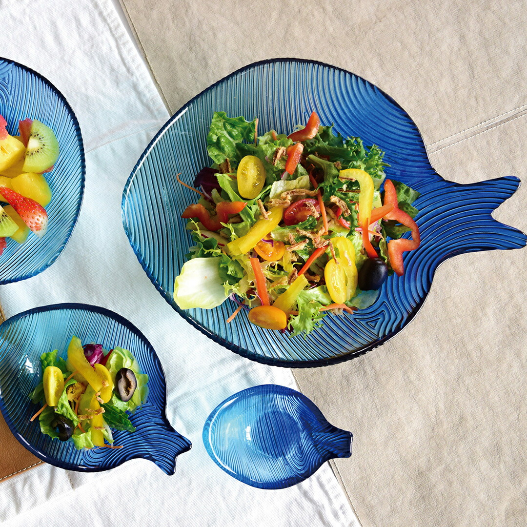 楽天市場】トルコ ガラス お皿 フィッシュ サラダ ボウル パスタ お魚