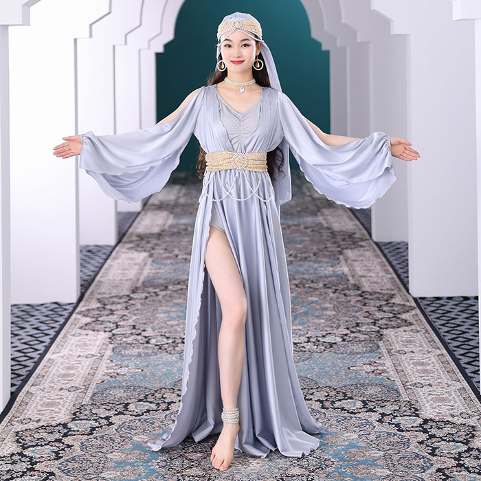 楽天市場】ベリーダンス衣装 ロング丈 ワンピース 目を引く光沢感