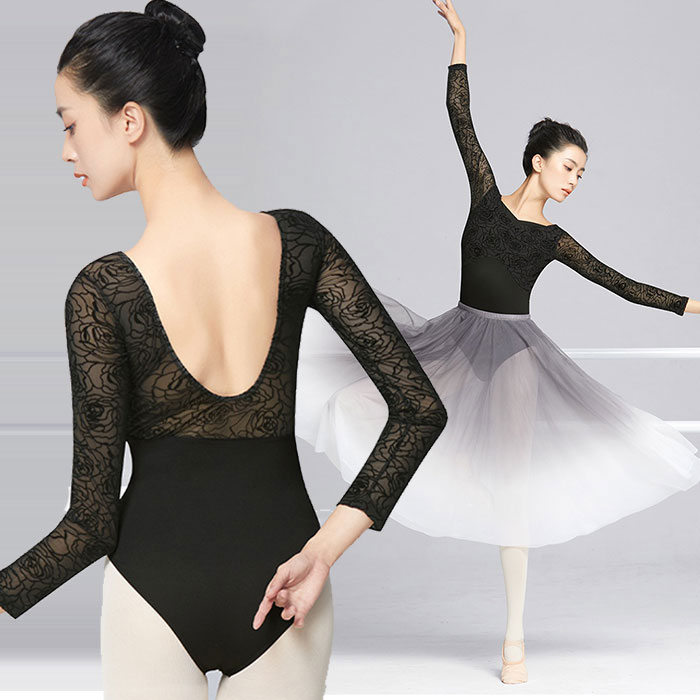 楽天市場】バレエ レオタード 大人 花刺繍 背中空き エレガント 大人用