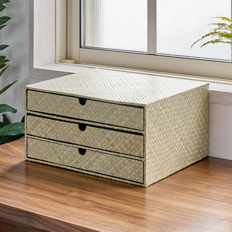 楽天市場】パンダンで出来た卓上3段チェスト 三段チェスト チェスト