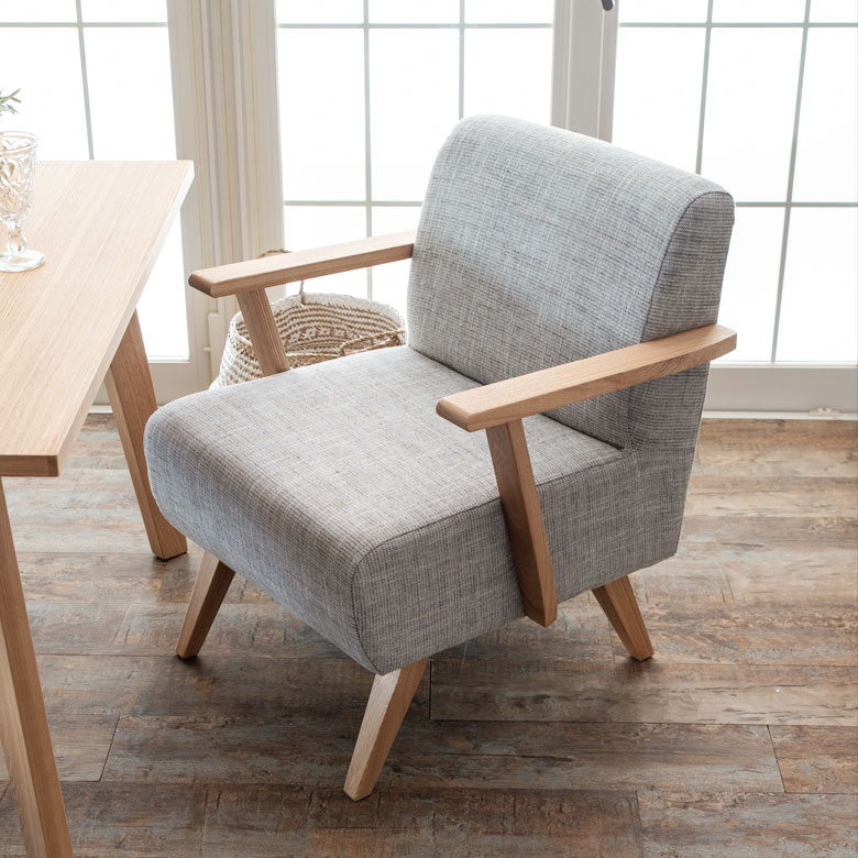 楽天市場】ソファ 1人掛け アーム付き 木製 コットン 幅61×奥行66