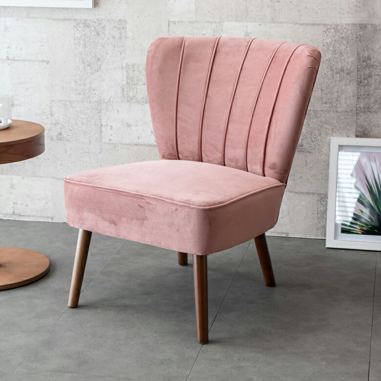 楽天市場】チェア ベルベット ピンク 木製 ブラウン パーソナルチェア