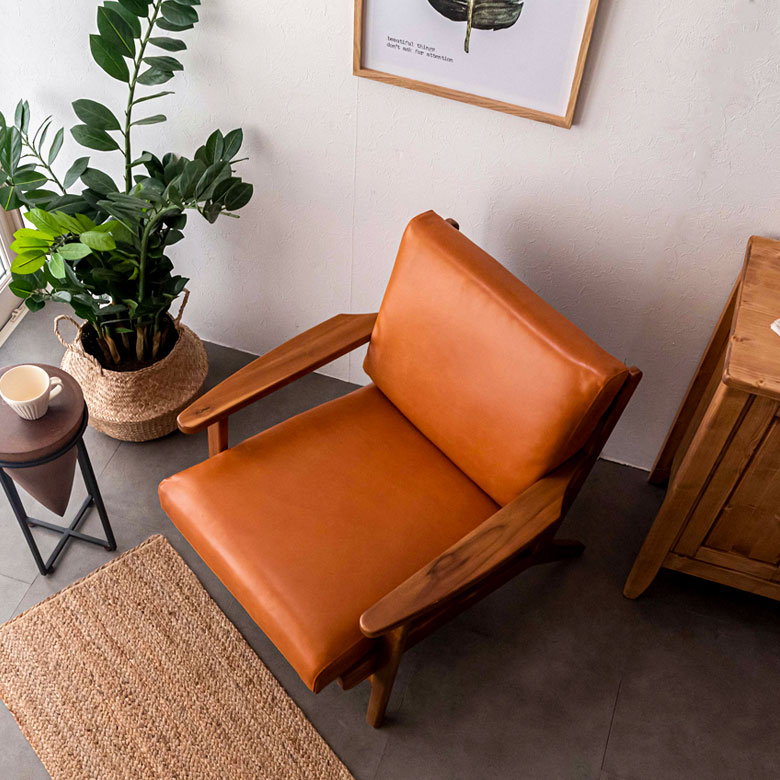 楽天市場】ソファ 1人掛け 本革 木 幅 69cm キャメル ブラウン レザー
