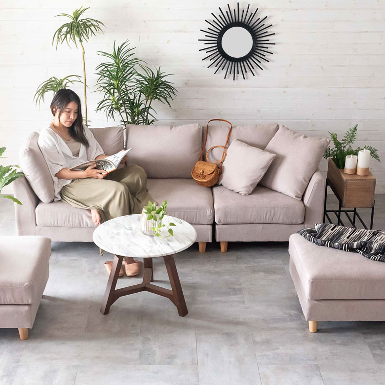 楽天市場】ソファ ソファセット カウチ ポリエステル ベージュ グレー