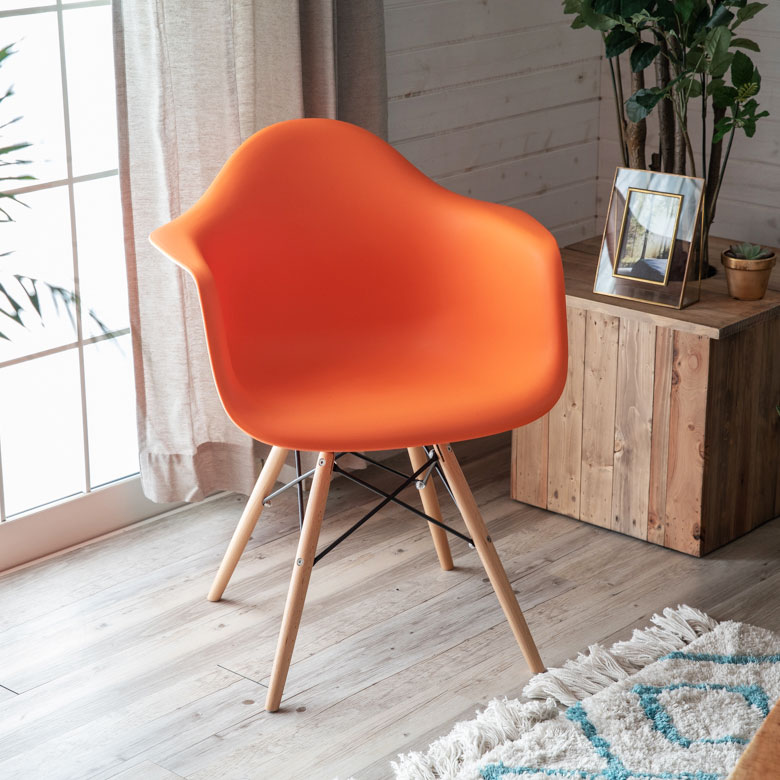 楽天市場】アームチェア 2脚セット オレンジ ブラック ホワイト