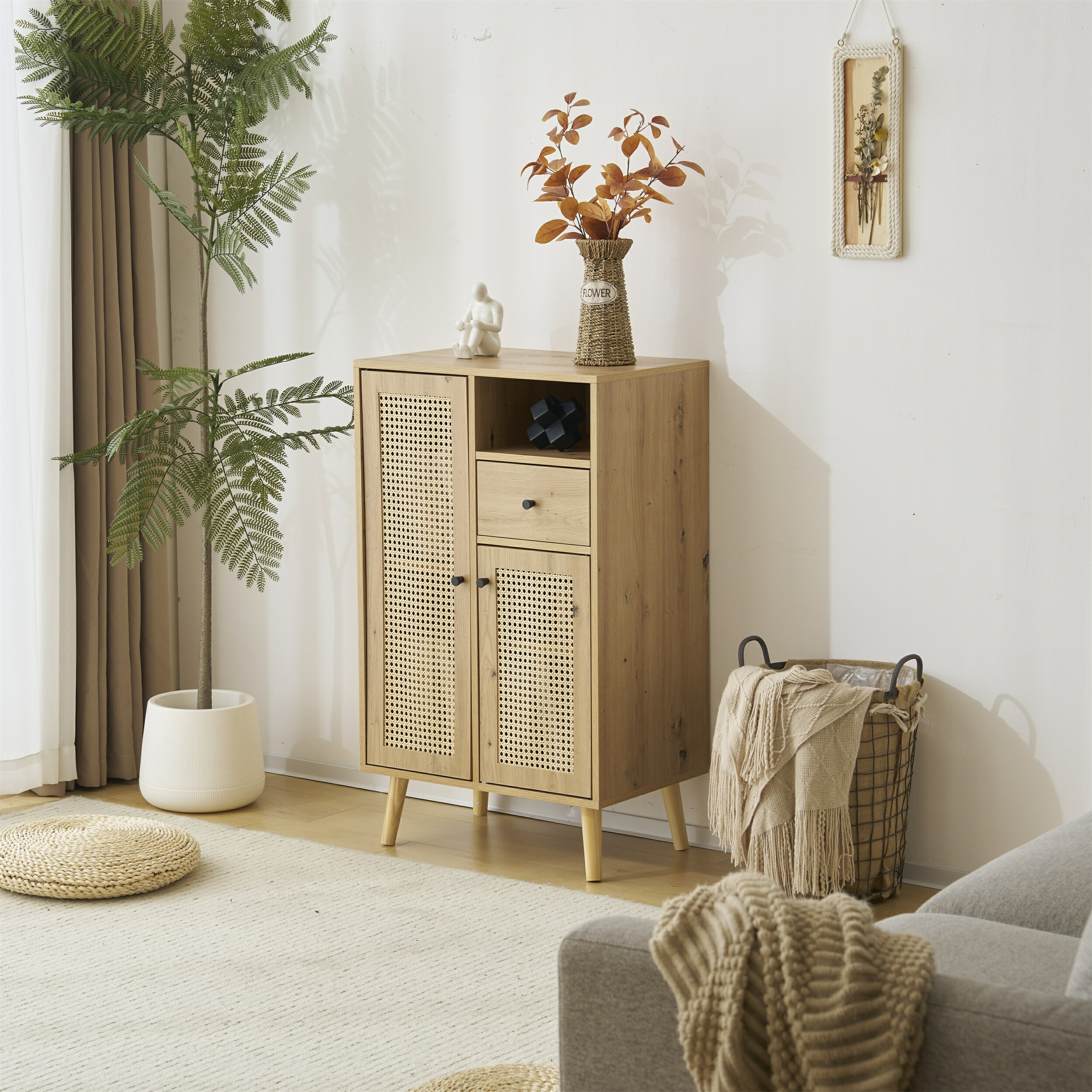 楽天市場】キャビネット サイドボード チェストラタン調 ラタン風 幅