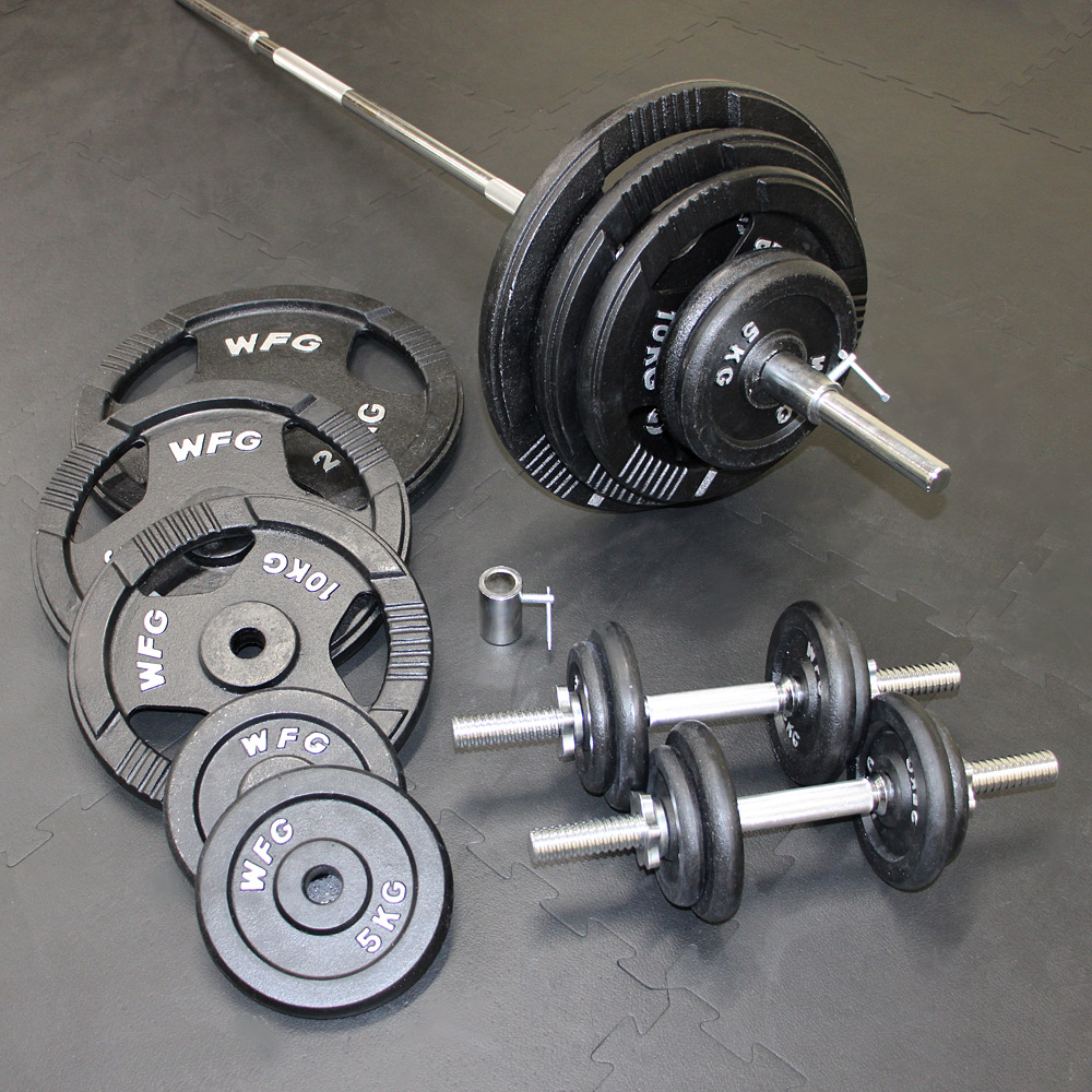 楽天市場】アイアンバーベルダンベルセット 140kg筋トレ ダンベル