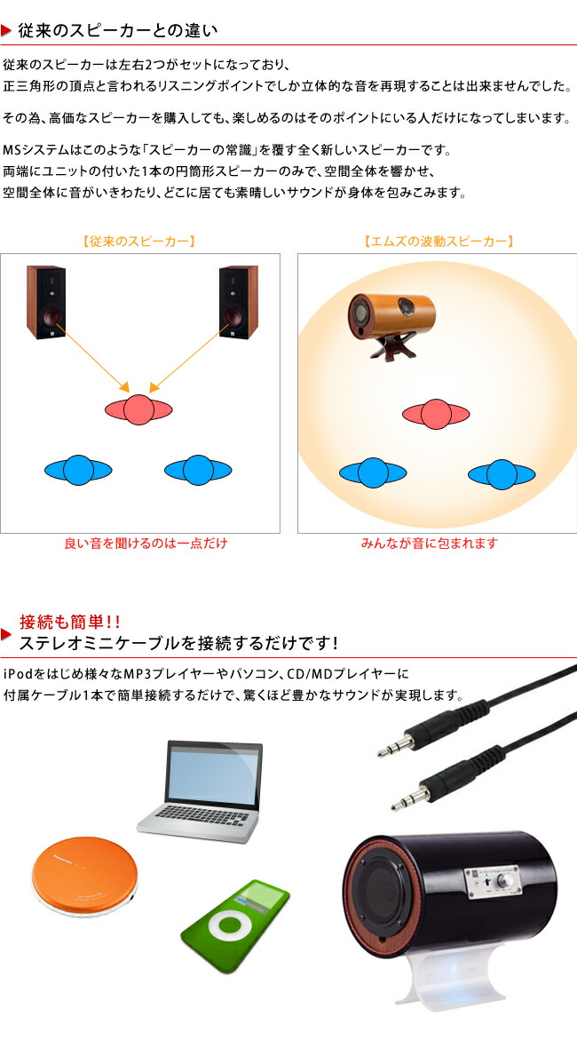 楽天市場】エムズシステム M's System 波動スピーカー アンプ内蔵小型