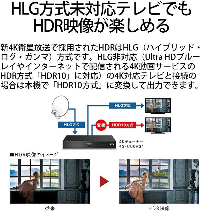 楽天市場】シャープ SHARP 4S-C00AS1 4Kチューナー BS4K・110度CS4K