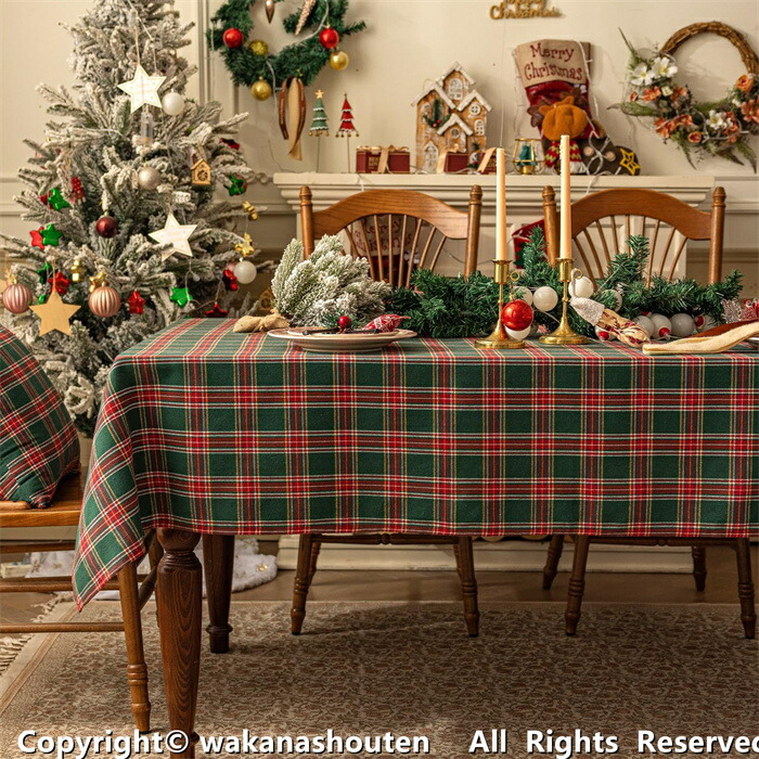 楽天市場】送料無料 長方形 クリスマス テーブルクロス クラシック格子