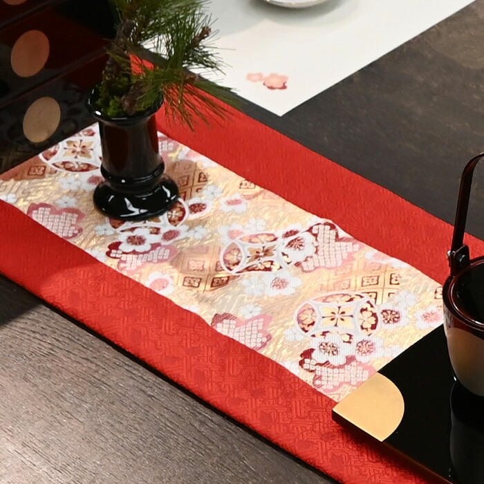 楽天市場】テーブルランナー お正月 西陣織 七宝桜 （タッセル付