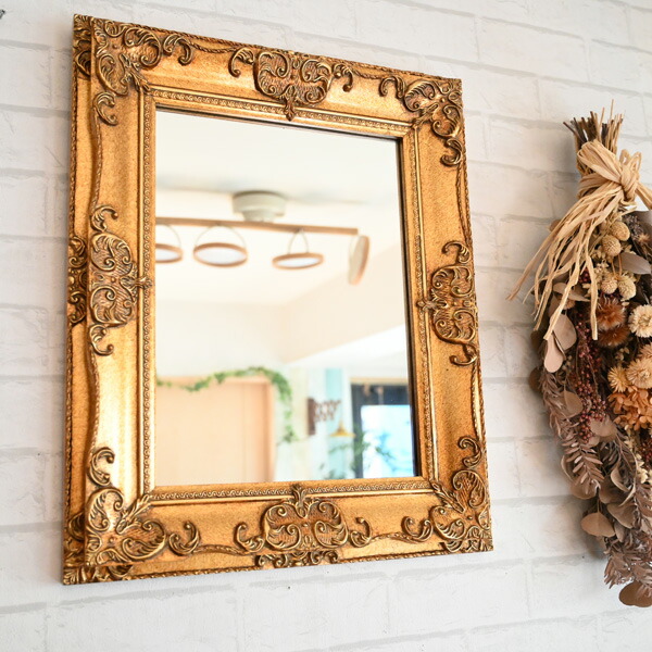 楽天市場】『アンティーク調 グレースアートミラー ゴールド 幅45cm M