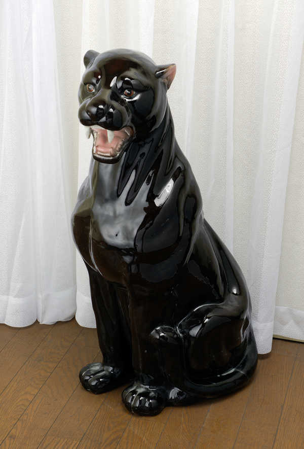 楽天市場】【ランキング1位獲得】 陶器置物 黒ヒョウの置物迫力76cm