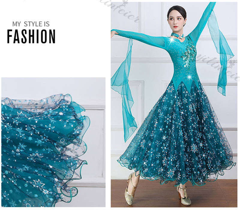 楽天市場】社交ダンスドレス 雪の花飾り 社交ダンス練習着 フラメンコ