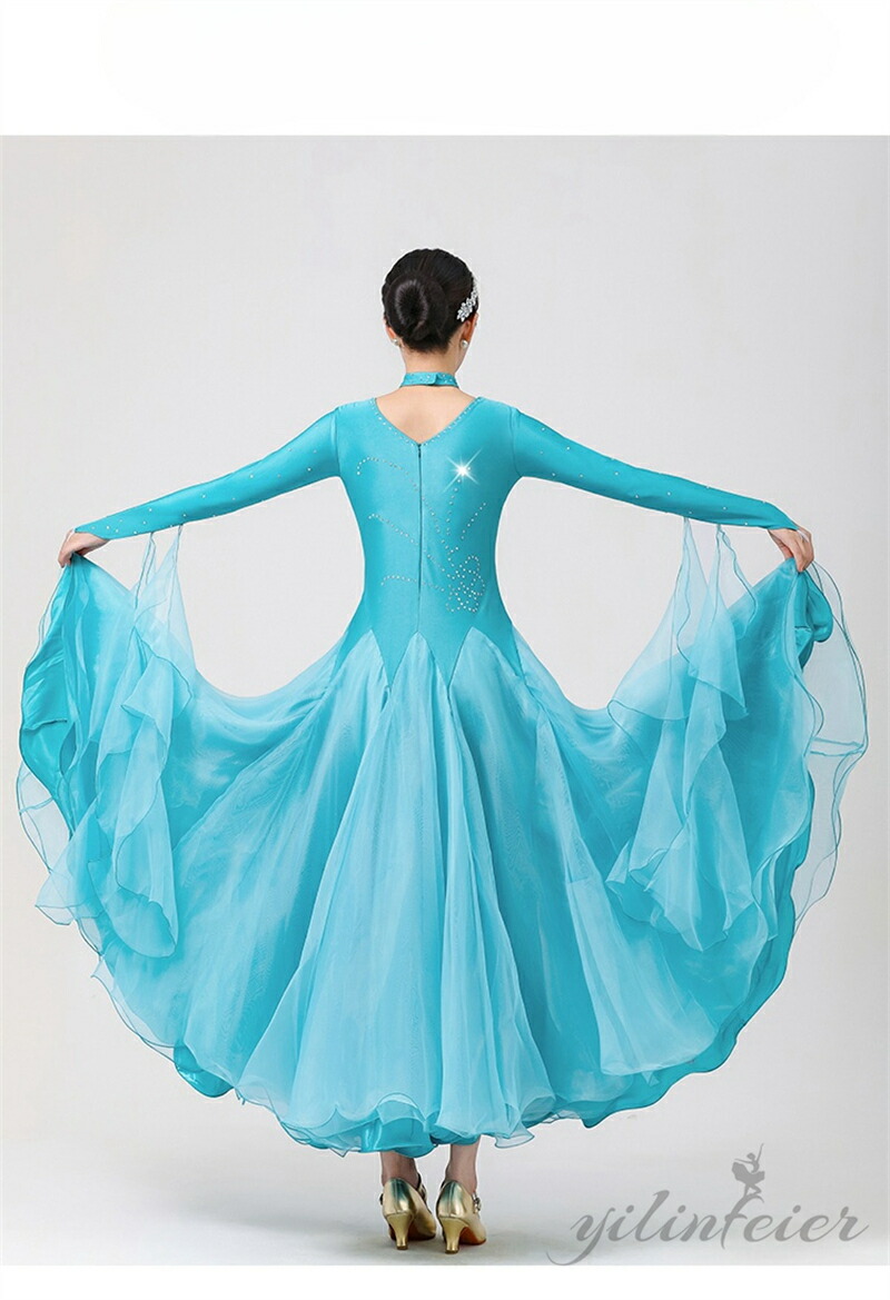 楽天市場】社交ダンス ドレス 高級 社交ダンス衣装 水色 ネックレス