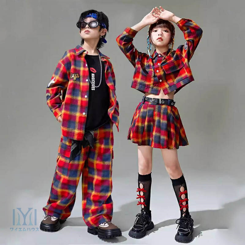 楽天市場】ヒップホップ キッズ ダンス衣装 チェック柄 女の子 男の子