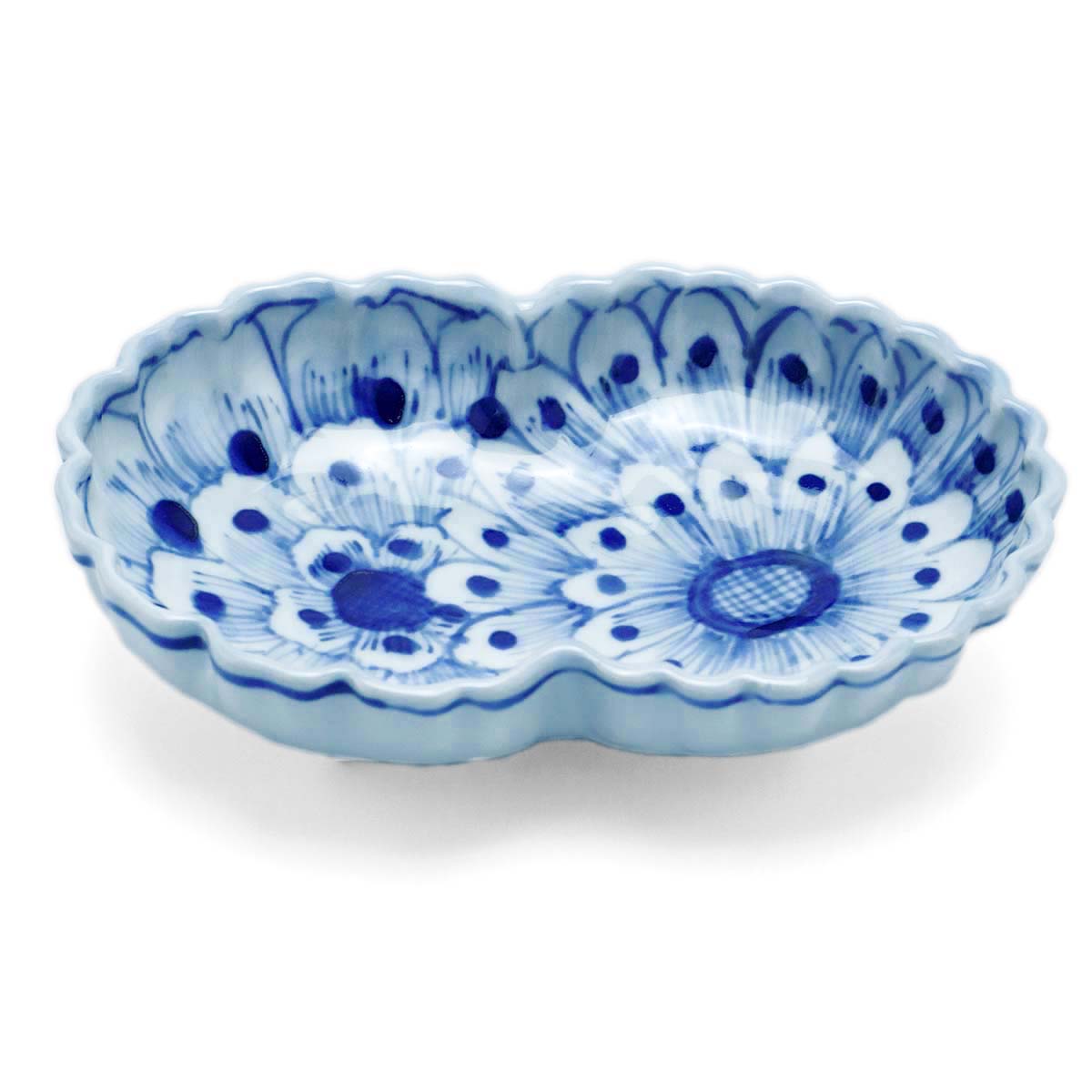 楽天市場】九谷焼：染付双菊形向付・正木春蔵《小鉢・18.2cm》 : 和