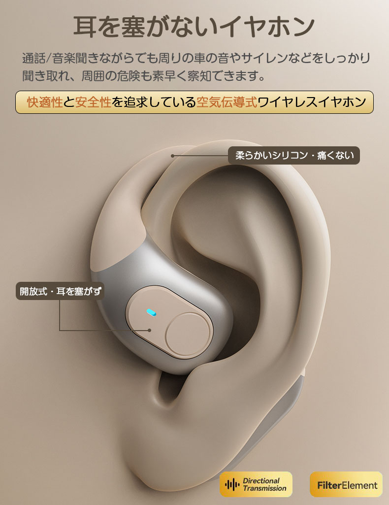 楽天市場】【2024革新版・耳を塞がない】ワイヤレスイヤホン bluetooth