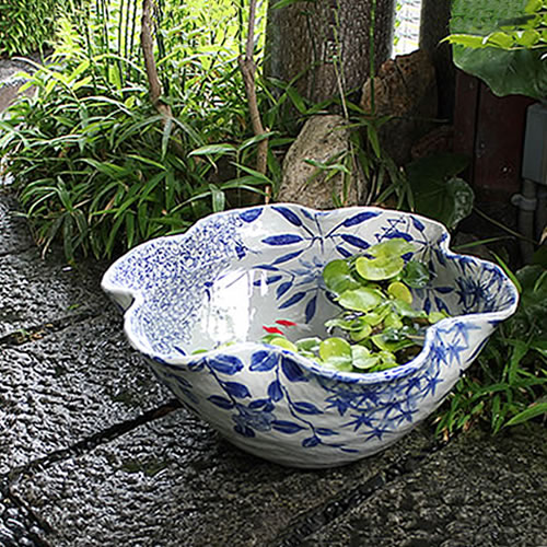 楽天市場】【今だけ限定15%OFFクーポン配布中】17号絵付き水鉢信楽焼