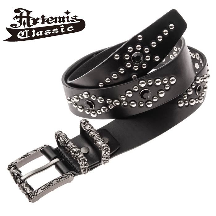 楽天市場】メンズ ベルト 牛革 黒 ゴシック ギフト バックル付