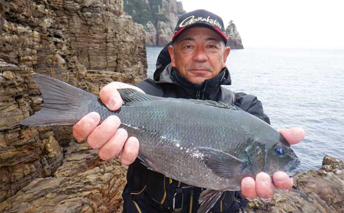 下甑島での磯フカセ釣りで40cm頭にクロ（メジナ）13尾【鹿児島】エサ