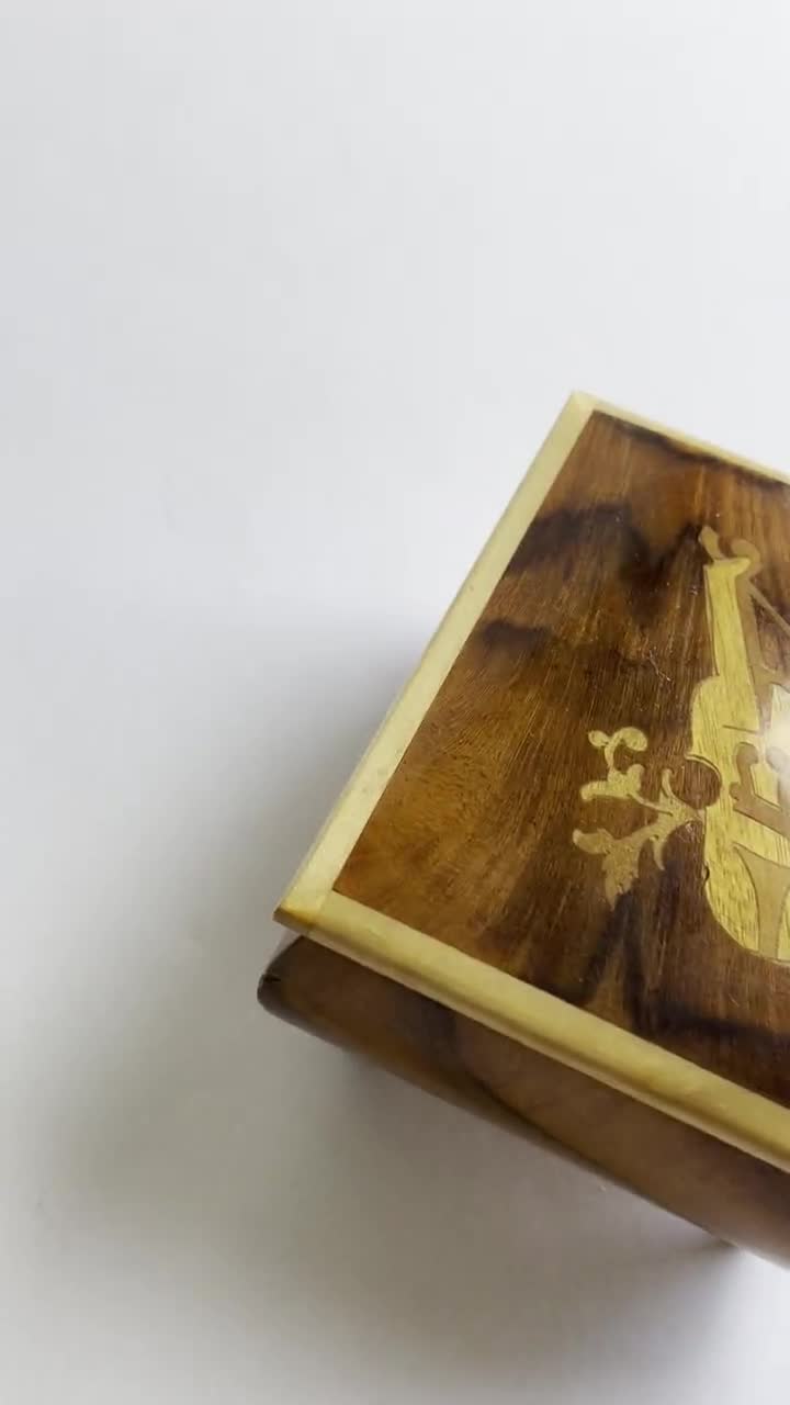 Vintage Reuge Wooden Music Box - Swiss Movement, Plays Edelweiss