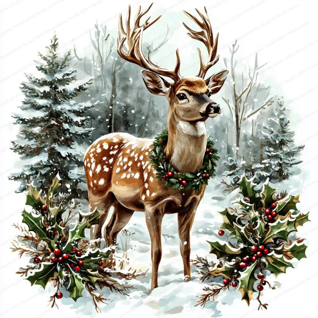 14 クリスマス トナカイ クリップアート | 印刷可能なホリデー